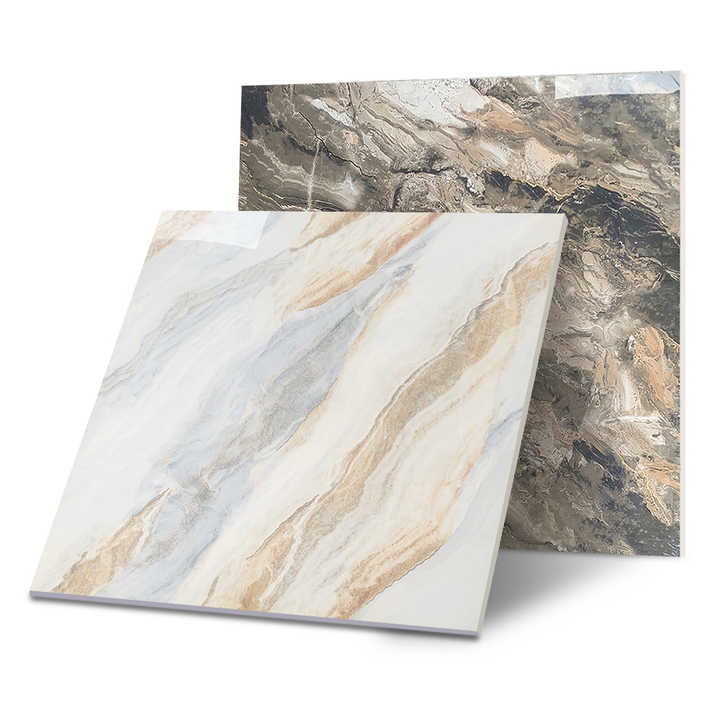 Nhà máy cung cấp gạch men Foshan, gạch lát sàn họa tiết đá cẩm thạch 80x80, gạch lát sân thượng Carreaux, gạch lát sàn màu vàng bóng - Daisan Mart