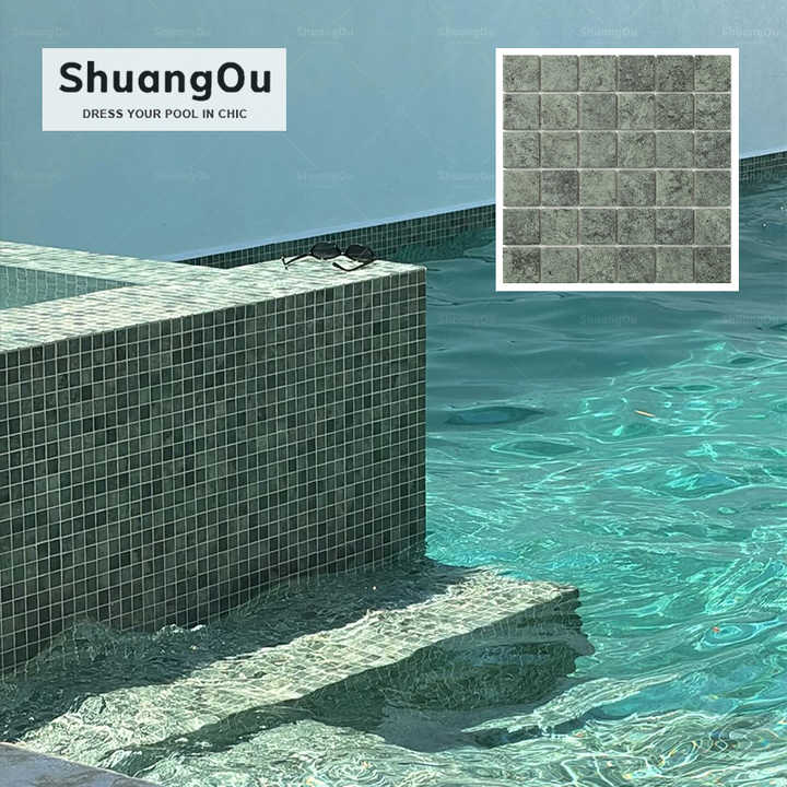Thiết kế mới Dòng sản phẩm Naturalism Đá phun màu xanh lá cây khảm cảnh quan ao cá cho hồ bơi khách sạn bằng gốm Hồ bơi spa - Daisan Mart