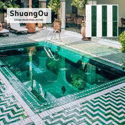 Tranh sơn dầu Stick Series Gạch ốp hồ bơi Mosaic Cảnh quan hồ bơi Khu vực spa Gạch ốp hồ bơi Mosaic màu xanh lá cây tự nhiên - Daisan Mart