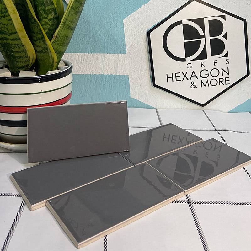 Gạch thẻ cao cấp xám bóng phẳng KT 75x150mm PSTA75155 - Daisan Mart