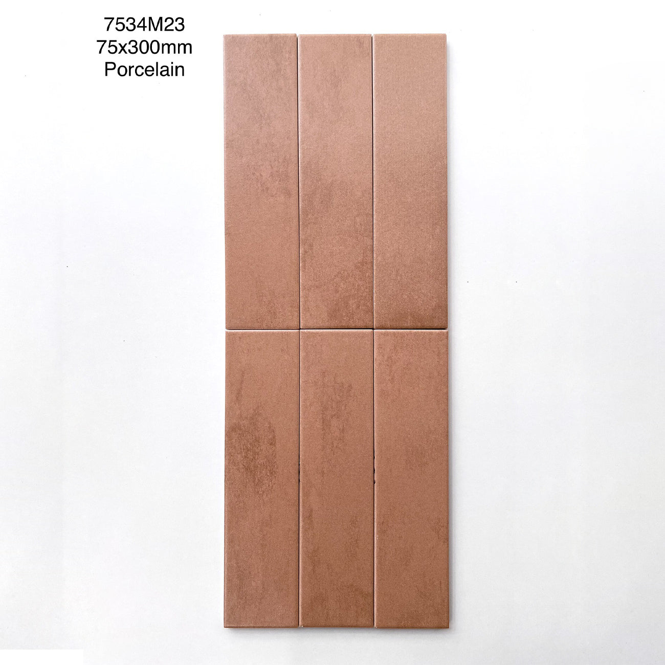 Gạch thẻ Trung Quốc, Cam loang mờ, KT 75x300 mm, MD7534M23, Hàng Porcelain (1 hộp/ 44 viên/ 0.99m2) - Daisan Mart