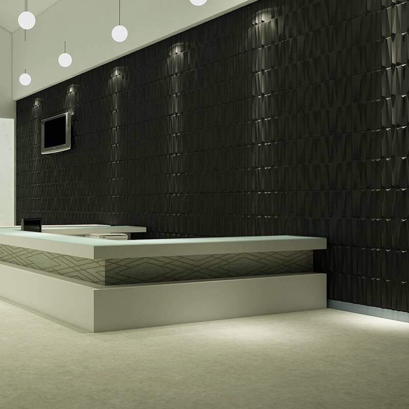 Gạch 3d ốp tường trang trí chống thấm màu đen - Daisan Mart