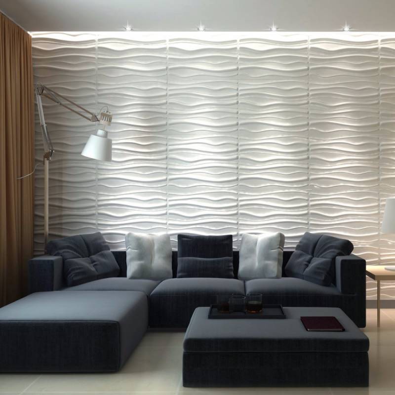 Gạch 3d ốp tường trang trí chống thấm màu trắng - Daisan Mart