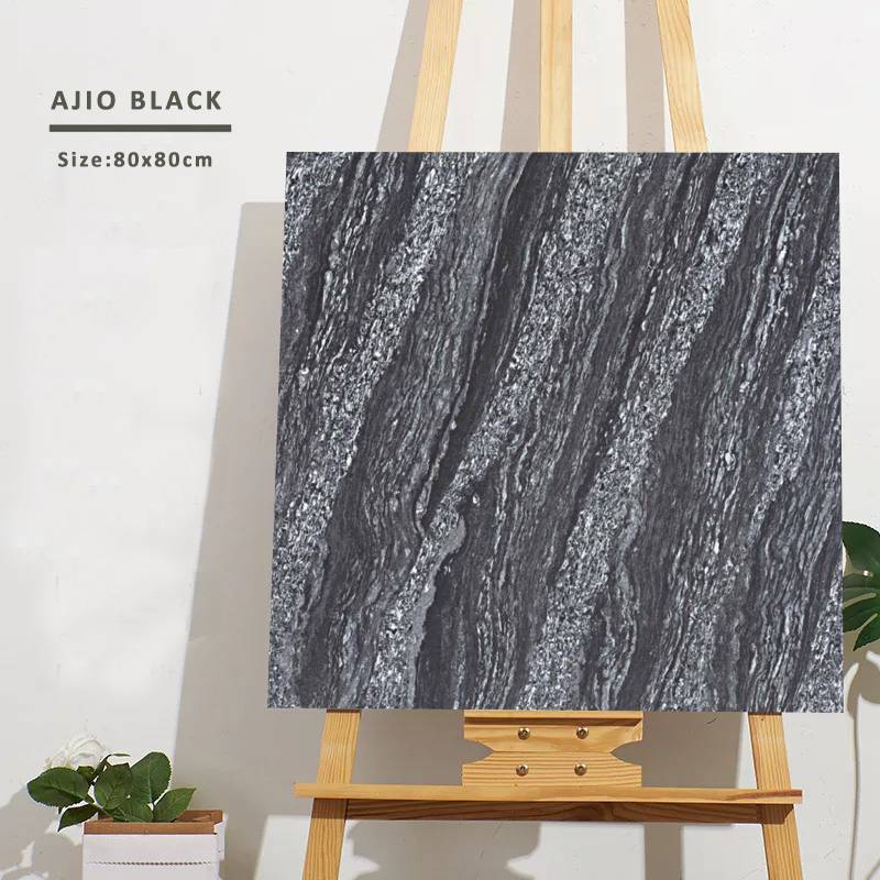 Gạch lát nền Ấn Độ men bóng 800x800mm AJIO BLACK - Daisan Mart