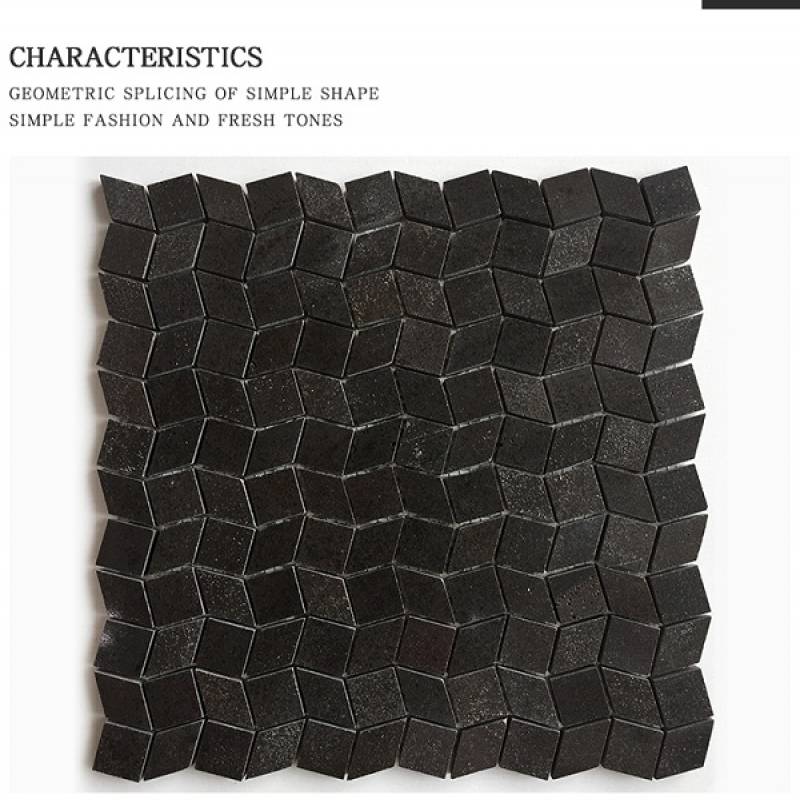 Gạch mosaic đá hình thoi 283x283mm màu đen - Daisan Mart