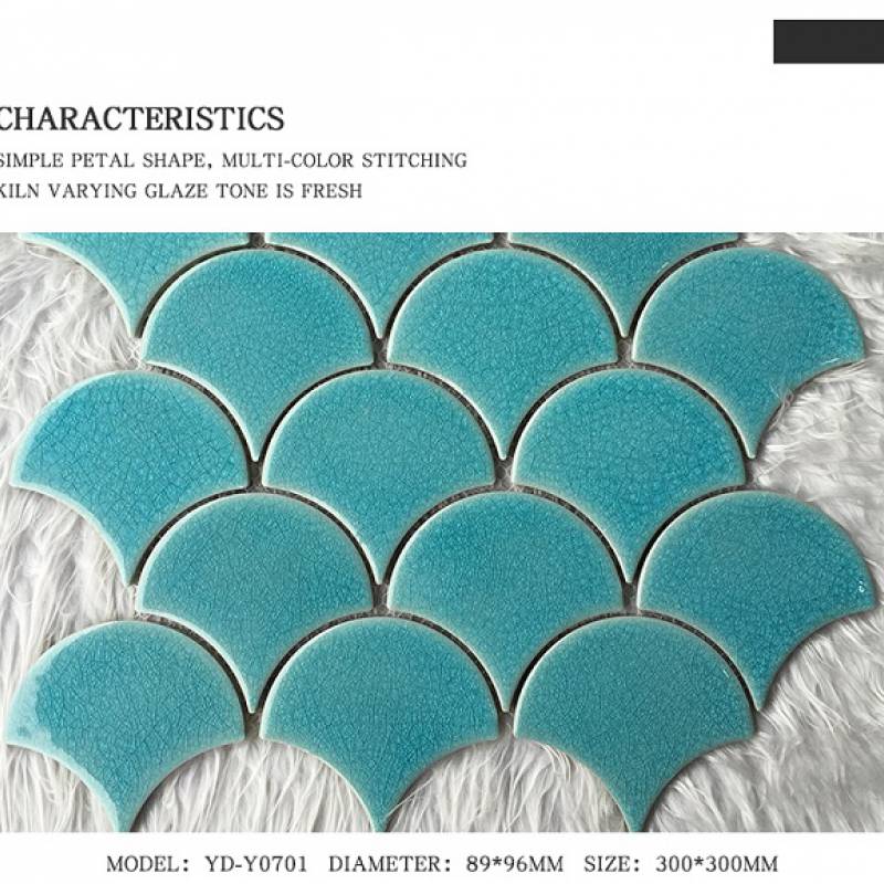 Gạch mosaic gốm hình vảy cá 300x300mm YD-Y0701 màu xanh lá cây - Daisan Mart