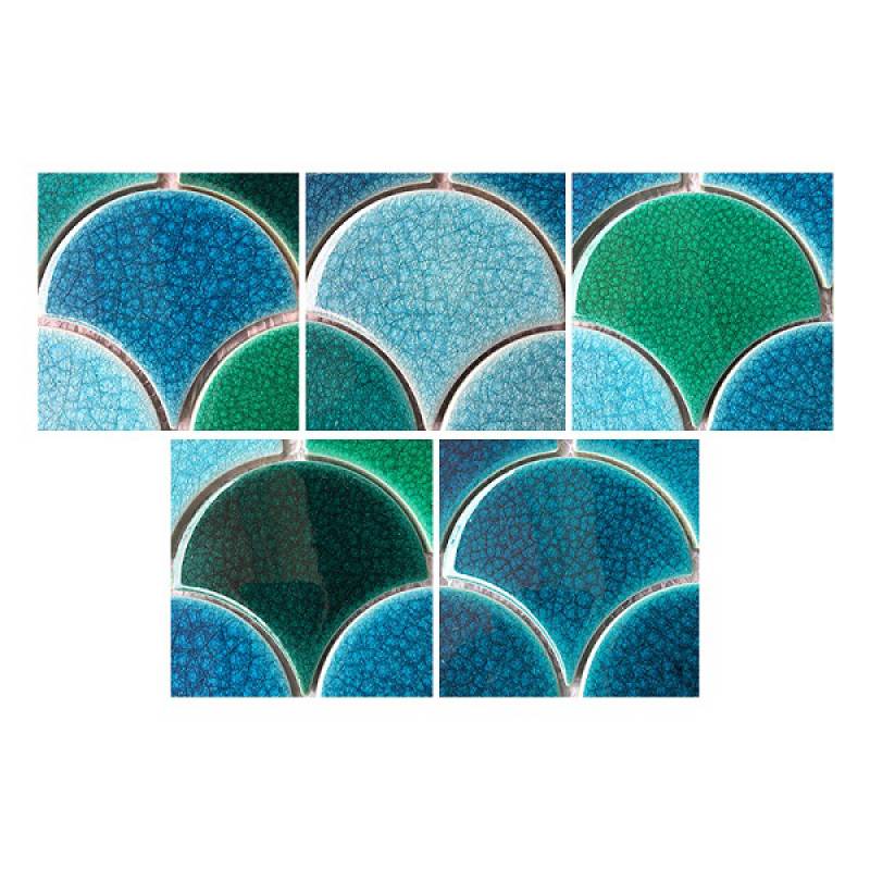 Gạch mosaic gốm hình vảy cá 300x300mm YD-Y0701 màu xanh lá cây - Daisan Mart