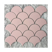 Gạch mosaic gốm hình vảy cá trang trí 300x300mm màu hồng nhạt - Daisan Mart