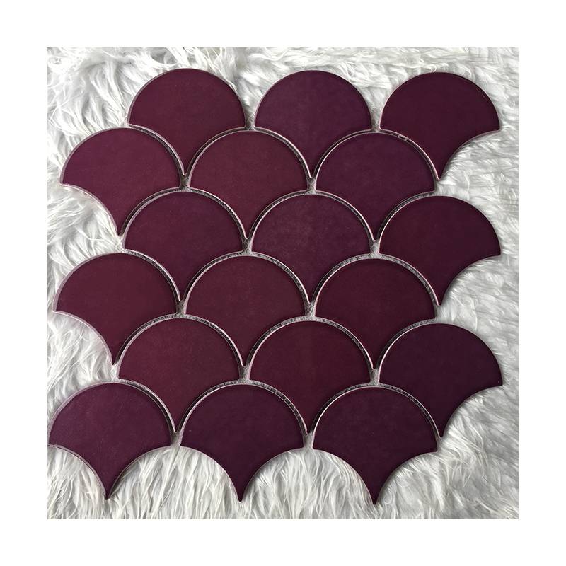Gạch mosaic gốm hình vảy cá trang trí hồ bơi 300x300mm YD-Y0909 màu tím - Daisan Mart