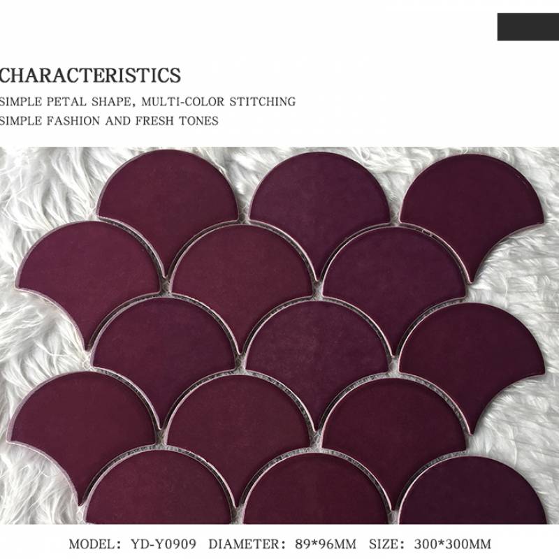 Gạch mosaic gốm hình vảy cá trang trí hồ bơi 300x300mm YD-Y0909 màu tím - Daisan Mart