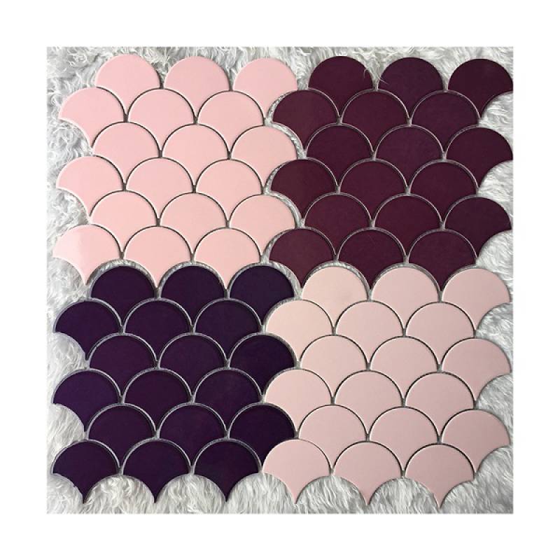 Gạch mosaic gốm hình vảy cá trang trí hồ bơi 300x300mm YD-Y0909 màu tím - Daisan Mart