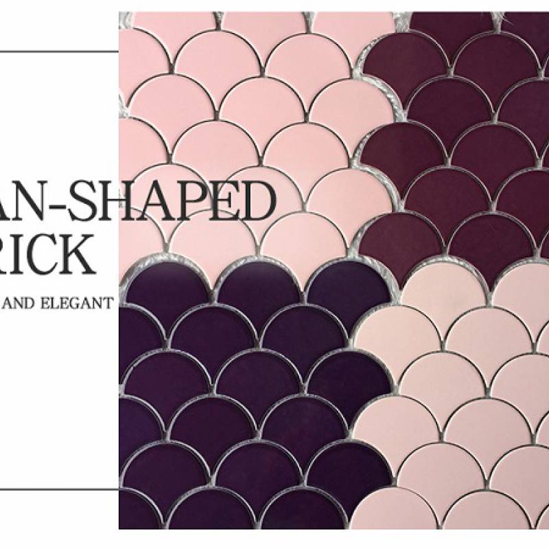 Gạch mosaic gốm hình vảy cá trang trí hồ bơi 300x300mm YD-Y0909 màu tím - Daisan Mart