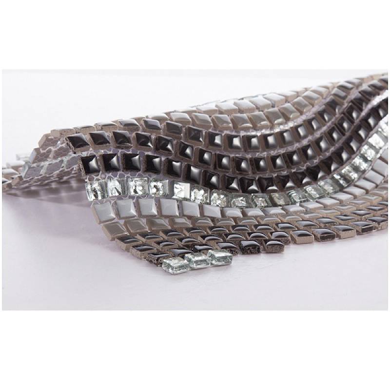 Gạch mosaic gốm mix thủy tinh trang trí phòng tắm 308x297mm 12S03 màu đen - Daisan Mart