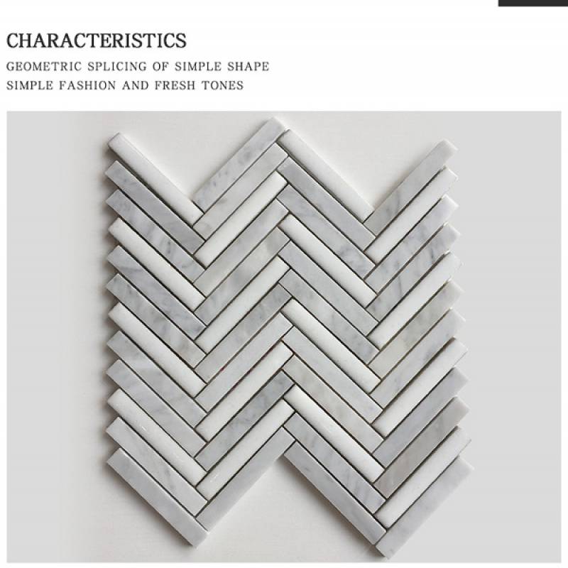 Gạch mosaic xương cá 285x280mm 16NS319 màu trắng - Daisan Mart