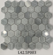 Đá mosaic tự nhiên xám lông chuột chip lục giác bóng L42.5P003 - Daisan Mart