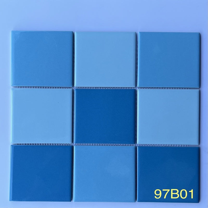 Gạch Mosaic gốm 97x97mm xanh mix mờ 97B01 - Daisan Mart