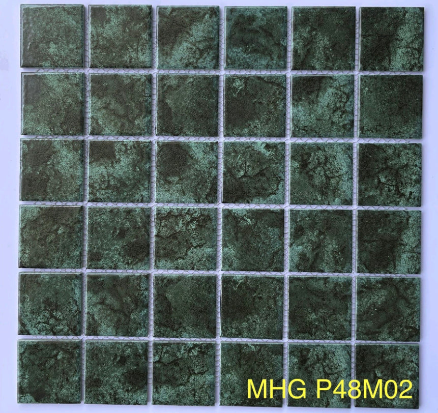 Gạch Mosaic Gốm Sứ 48x48mm Màu Xanh Phục Cổ P48M02 - Daisan Mart