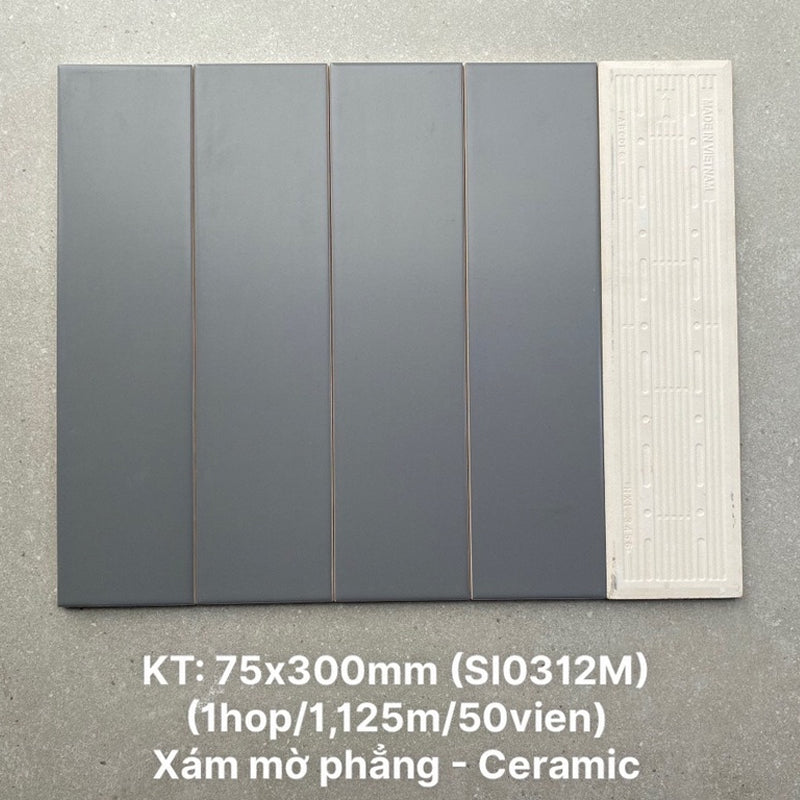 Gạch thẻ cao cấp xám mờ KT 75x300mm SI0312M - Daisan Mart