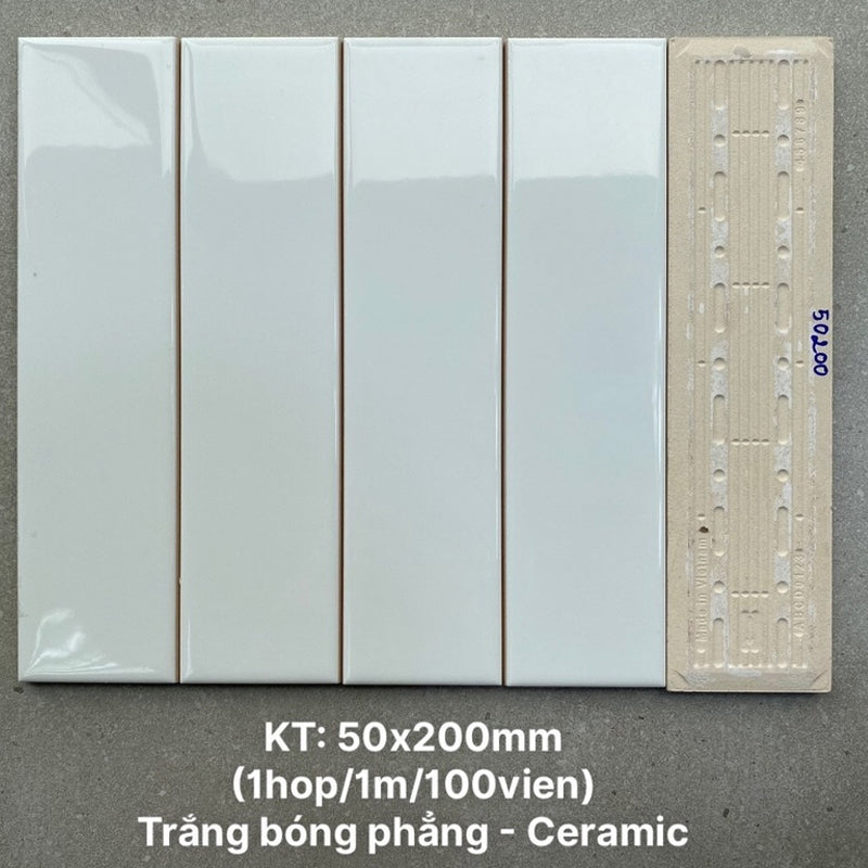 Gạch thẻ trắng bóng phẳng KT 50x200 PSTA50200 - Daisan Mart