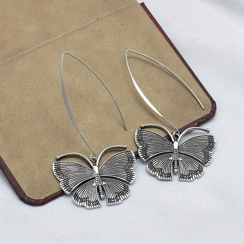 Jewelry Vintage Silvery Butterfly Earrings