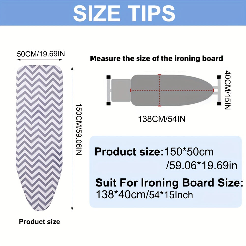 Heat Resistant Ironing Board Cover with Extra Thick Felt Pad - Protect Clothes and Board from Dust - Household Essential