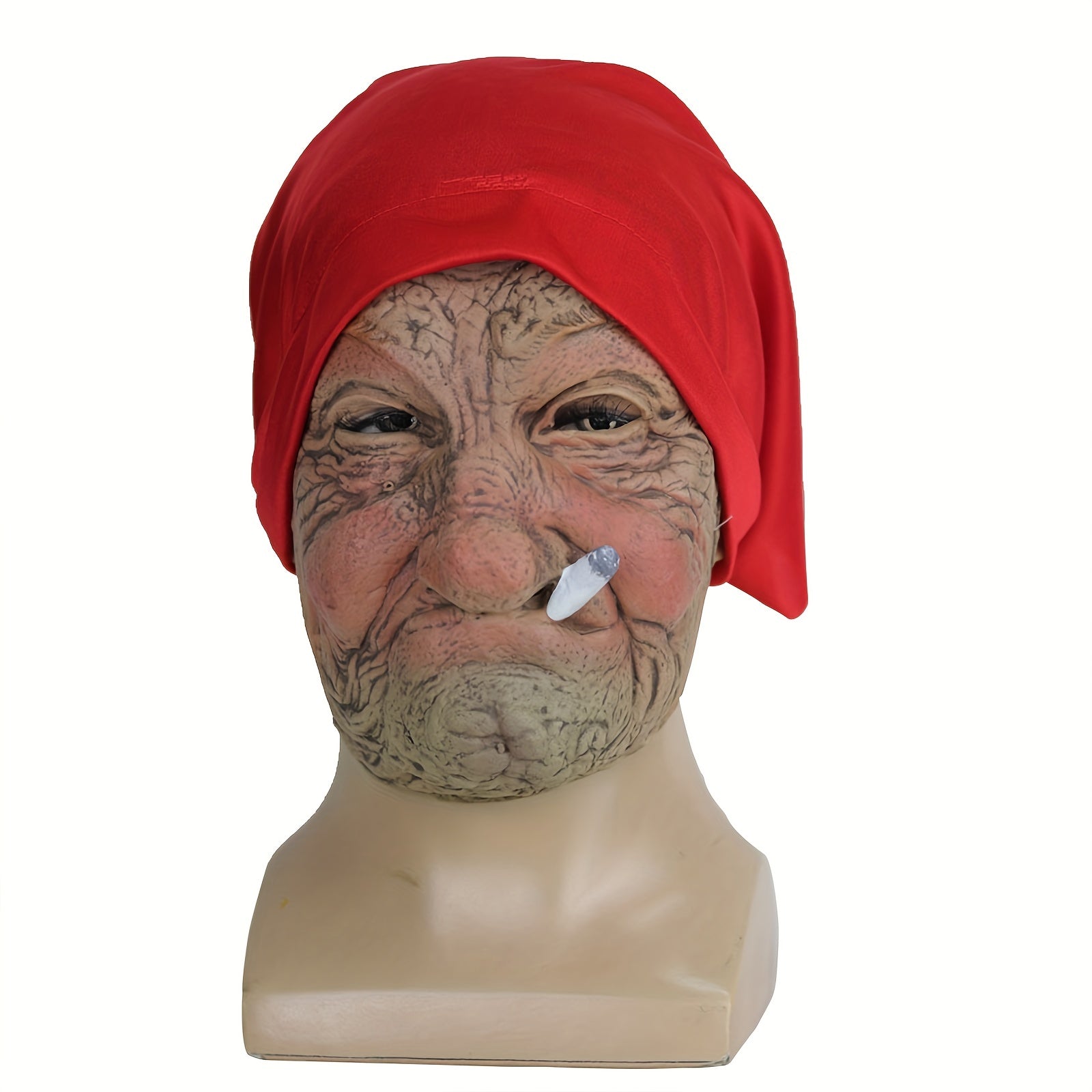 [Red Hood Halloween Mask] Halloween Mask, Little Red Hood Smoking Grandma Old Woman, Party Props, Ideal Gift for Men &amp; Women