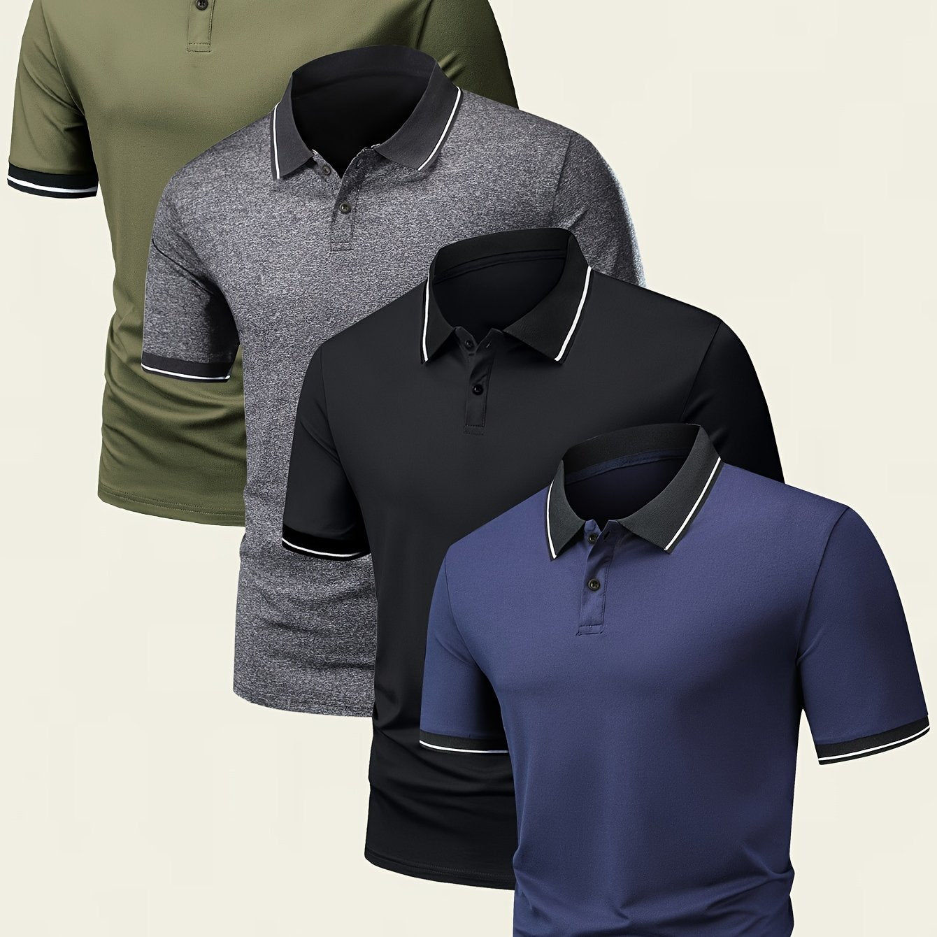 Men's Summer Short Sleeve Sports Shirt, Contrast Trim