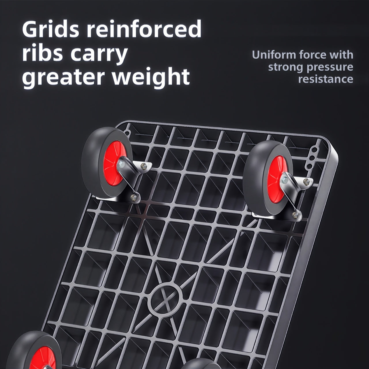 Collapsible Platform Trolley with Strong Load-bearing Capacity, A Multi-functional And Practical Flatbed Cart with 360° Rotating Silent Rubber Tires, Made Of Plastic Material, Heavy Duty Cart, Warehouse Trolley, Spacesaving