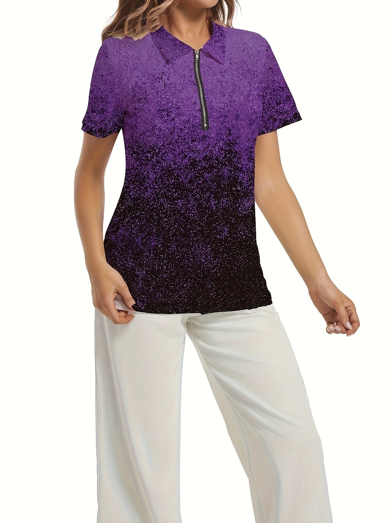 Áo Nữ Golf Lấp Lánh Tím, Kiểu Dáng Thời Trang
