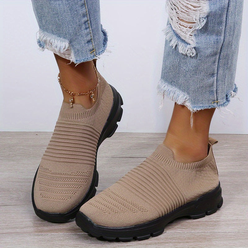 Giày Lười Nữ Lưới Thoáng Khí, Đế Mềm, Màu Trơn