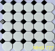 White Octagonal Mosaic Tiles Small Cells code MHG 777