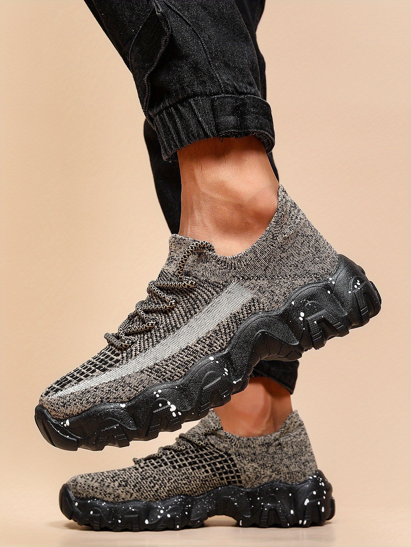 Giày Sneaker Nam Thể Thao Họa Tiết Hình Học Thoáng Khí