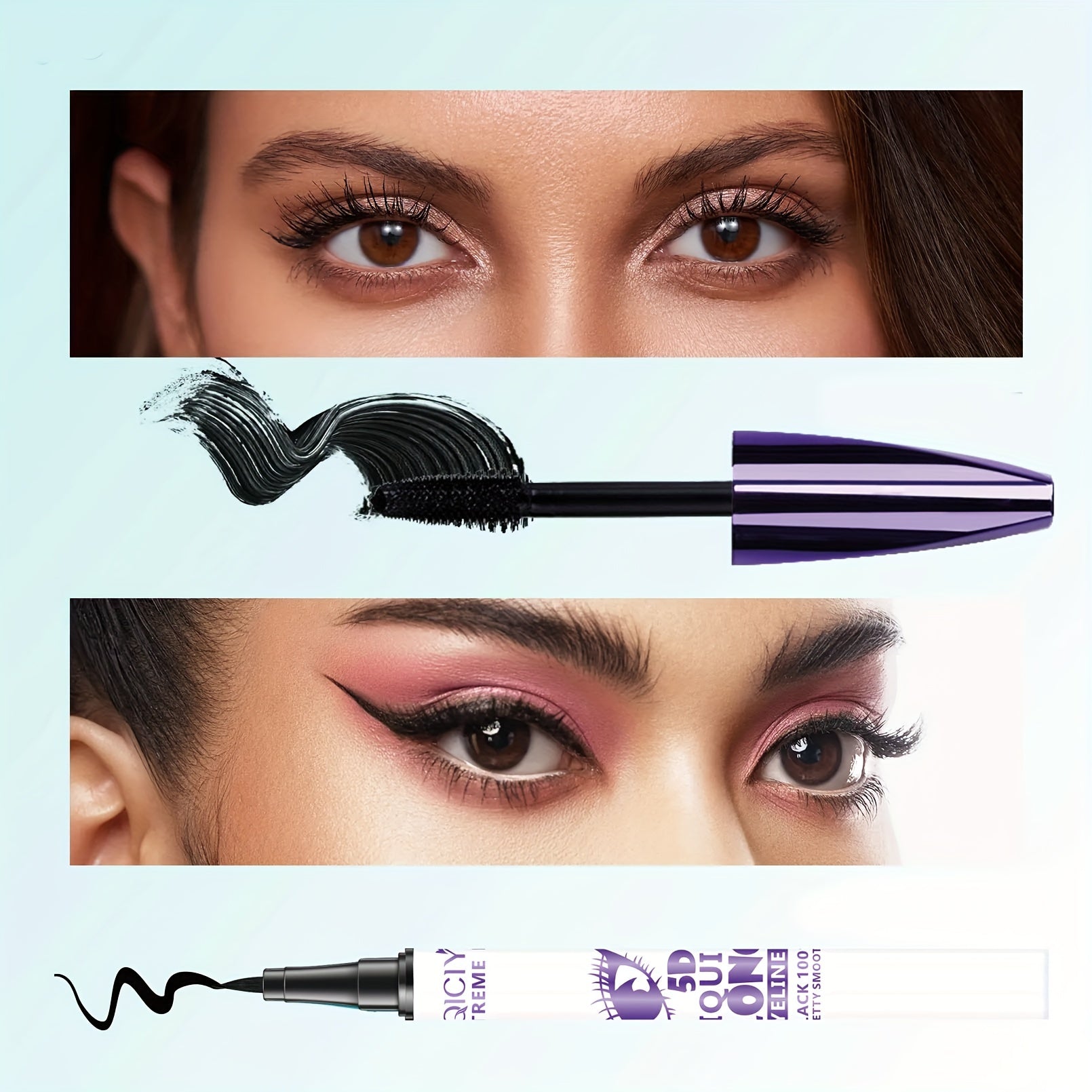24H 2in1 Super Thick Waterproof 5D Mascara &amp; Eyeliner