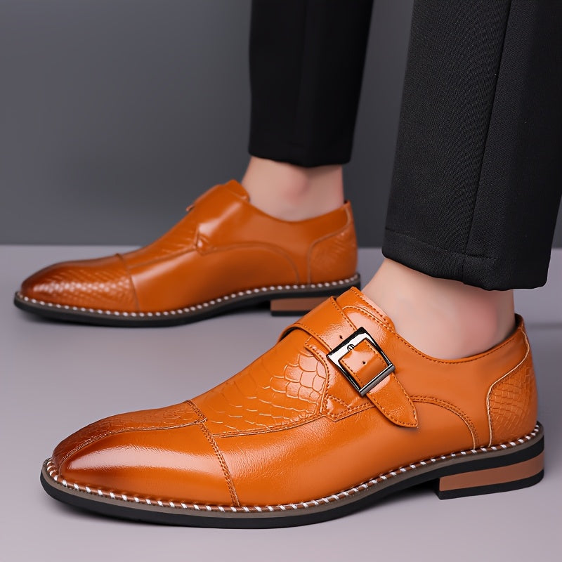 Men's Crocodile Leather Pointed Toe Elegant Office Loafers