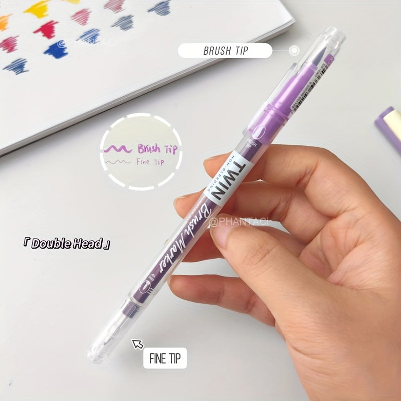 4 Color Calligraphy Brush Pens, Multi-Stroke, 0.5mm Thin Edge