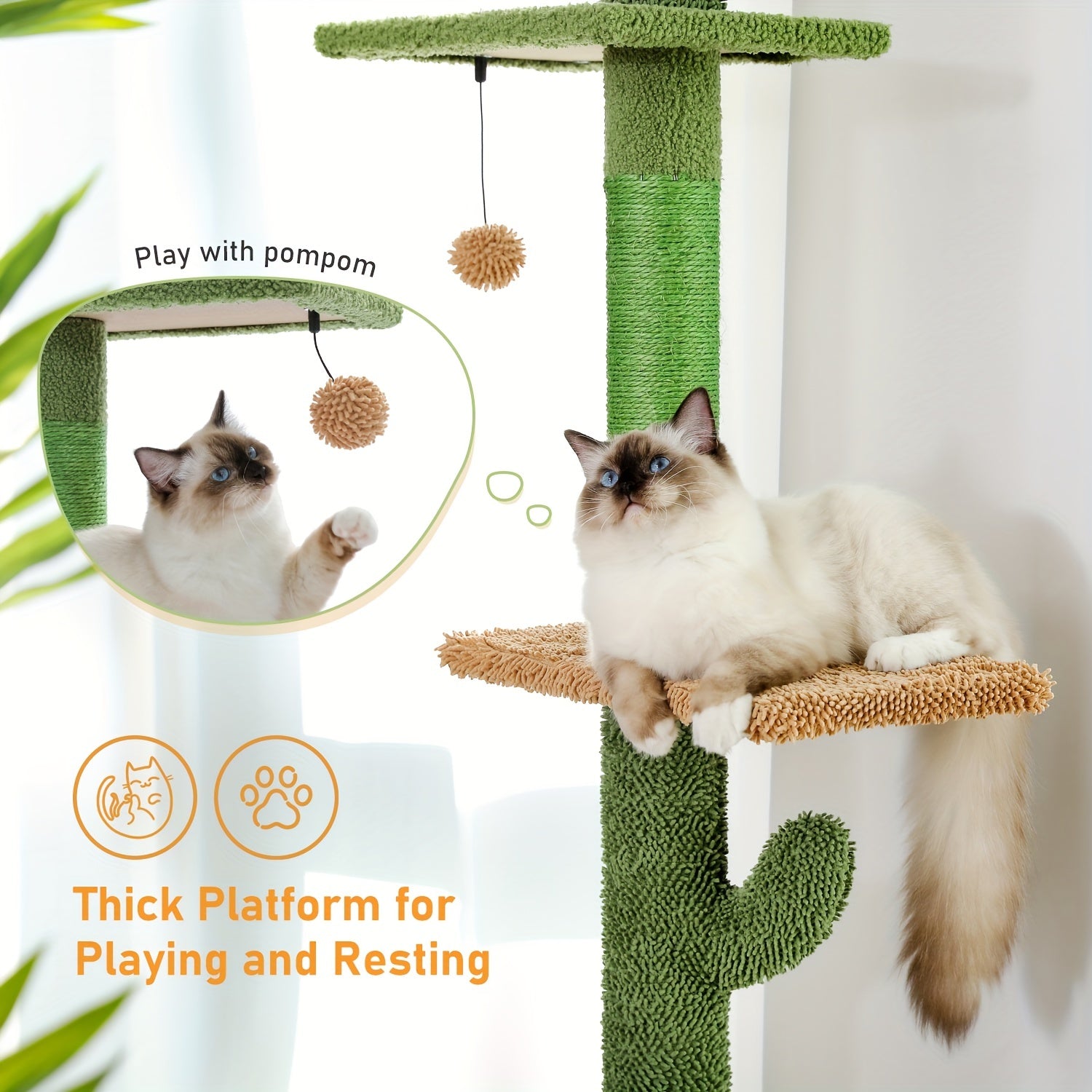 90-107" Floor To Ceiling Cat Tree Tower 4 Tier Tall Cat Climbing Posts Adjustable, Gray, Black, Khaki