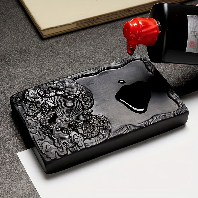 Natural Raw Stone Inkstone for Calligraphy and Ink Grinding - Traditional Writing Ink Block with Professional Ink Platform for Students and Artists