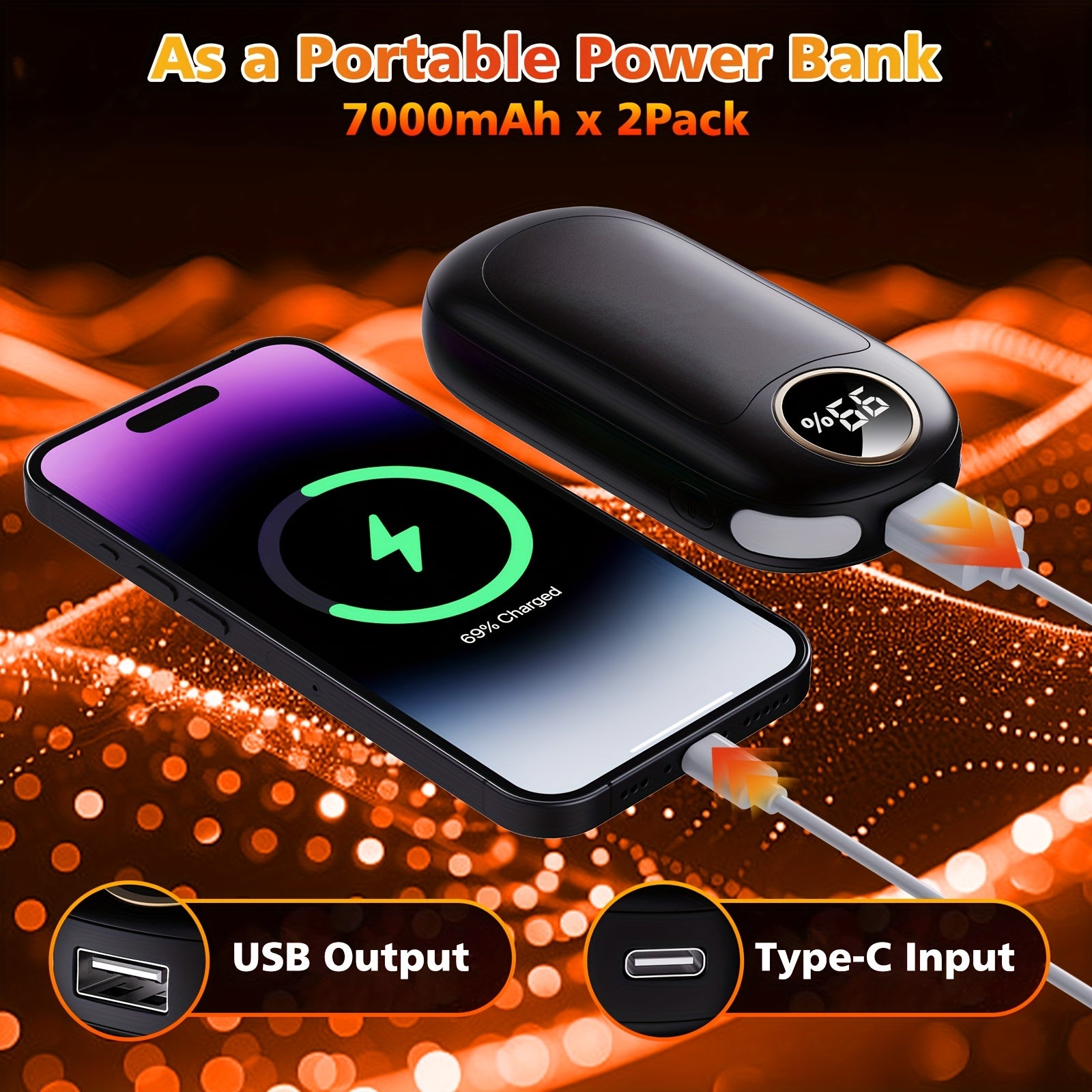 Pair of 36H Rechargeable Electronic Heating Bags, Convenient Gift