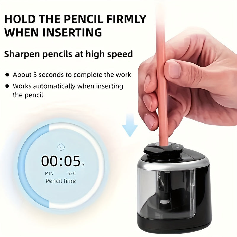 Automatic Electric Pencil Sharpener with Auto-Stop & Lead Breakage - Desktop Sharpener for Office &, No Needed, Compact Design, Sharpens Pencils in Seconds, Pencil Sharpener Electric, Supplies, Sleek Style, Waste Container - Daisan Mart