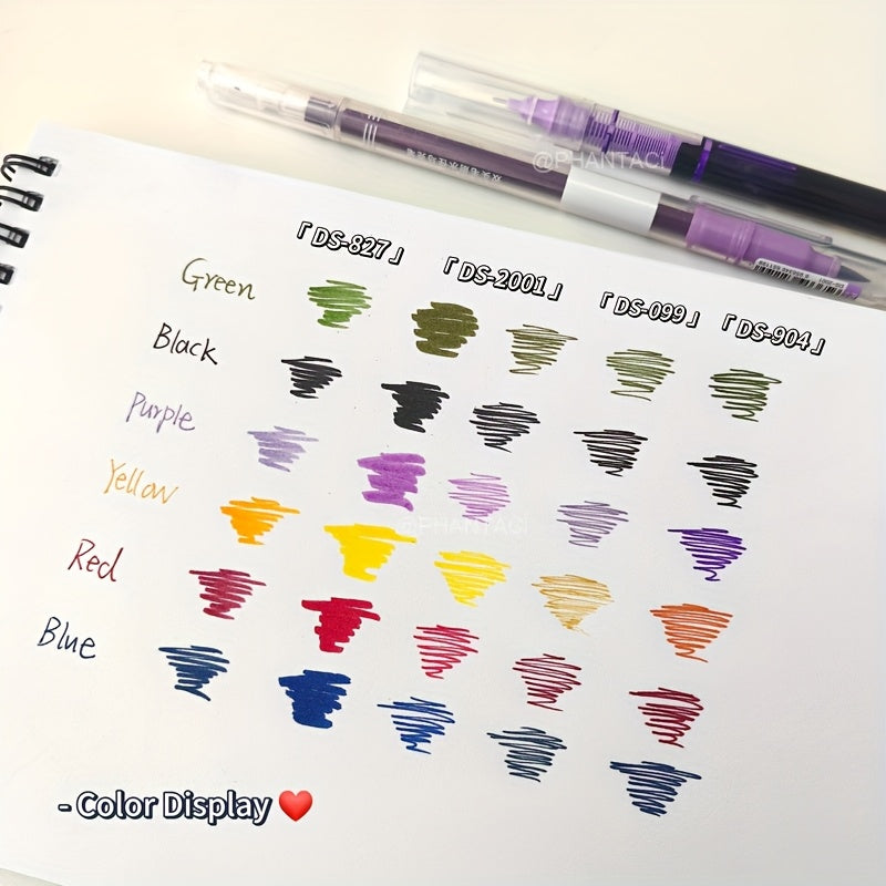 4 Color Calligraphy Brush Pens, Multi-Stroke, 0.5mm Thin Edge