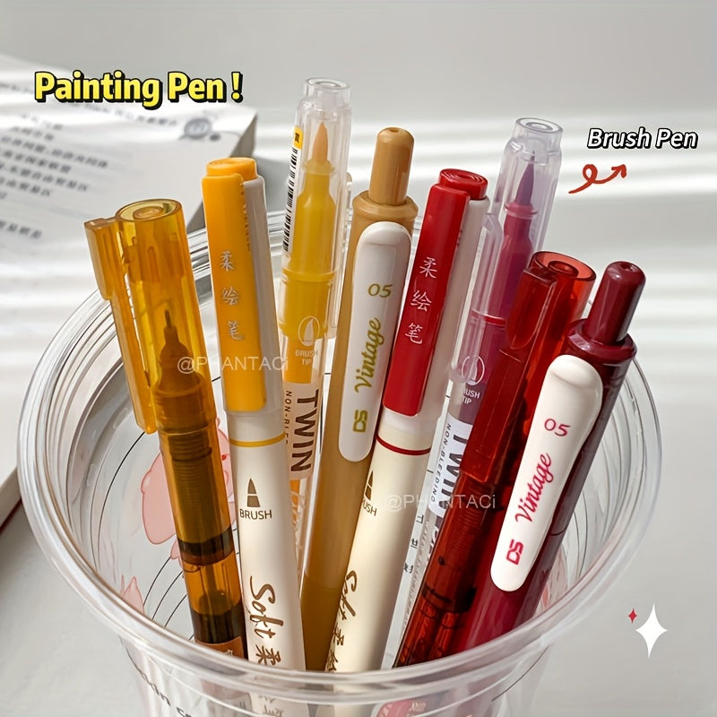 Bộ 4 Bút Thư Pháp Đầu Mềm Retro Nhiều Loại Ngòi