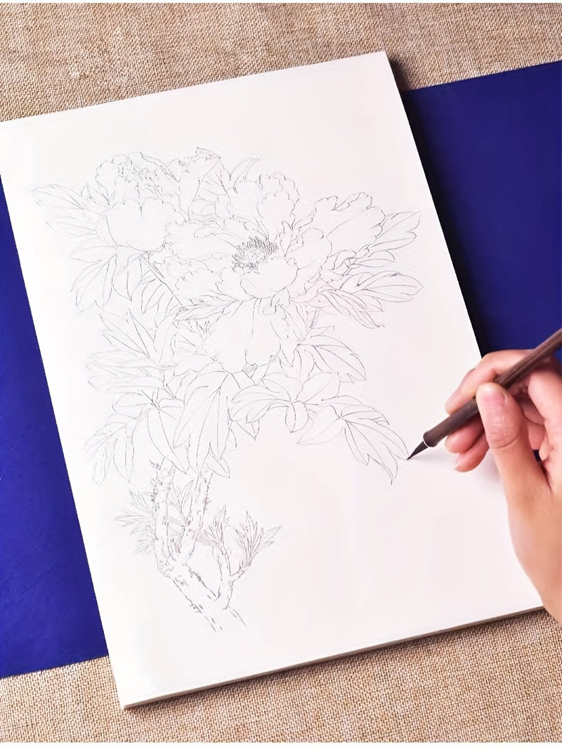 95pcs Beginners Art Kit - White Draft Flower Painting Album & Manual - Black & White Sketches, Watercolor, Chinese Pigments, Color Separation Technique - Perfect for Aspiring Artists Creative Journey
