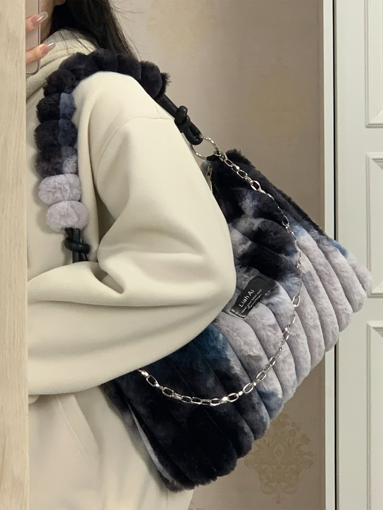 Women's Luxury Soft Fur Handbag Multi-Function Large Size