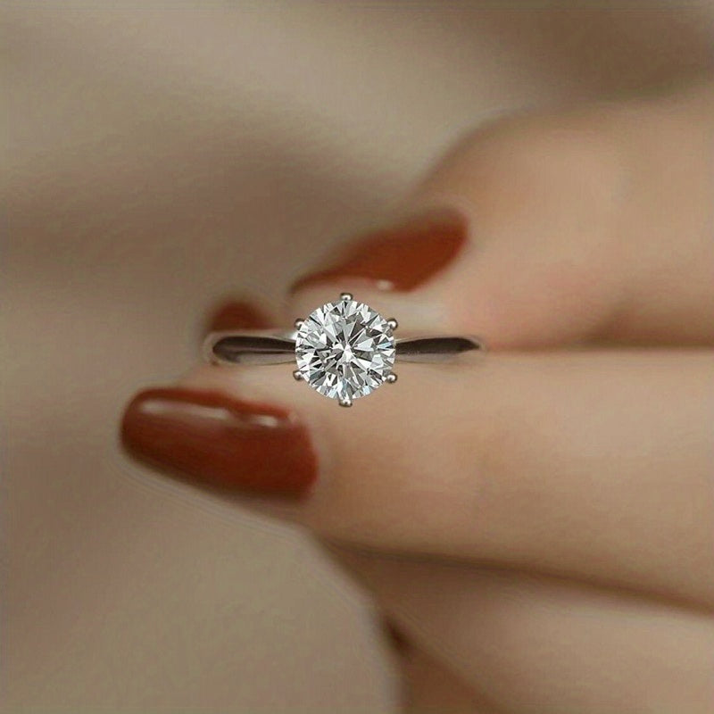 New Women'S One-Carat 925 Silver Moissanite Ring Plated with Tp950. - Daisan Mart