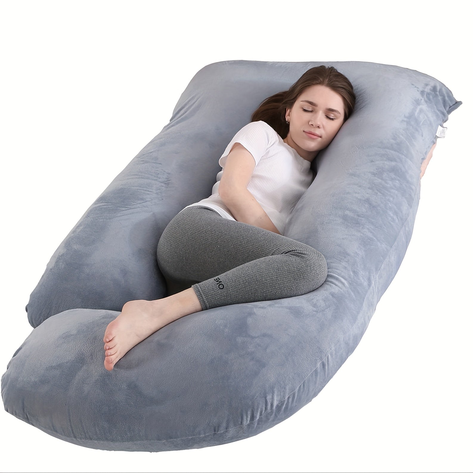 69/60 Inch J-Shape Maternity Full Body Pregnancy Pillow - Ergonomic Back &amp; Leg Support with Removable Velvet Cover, Machine Washable, More Filling, Durable Fabric for Side/Back Sleepers, Ideal for Women'S Sleep Aid &amp; Home Dec