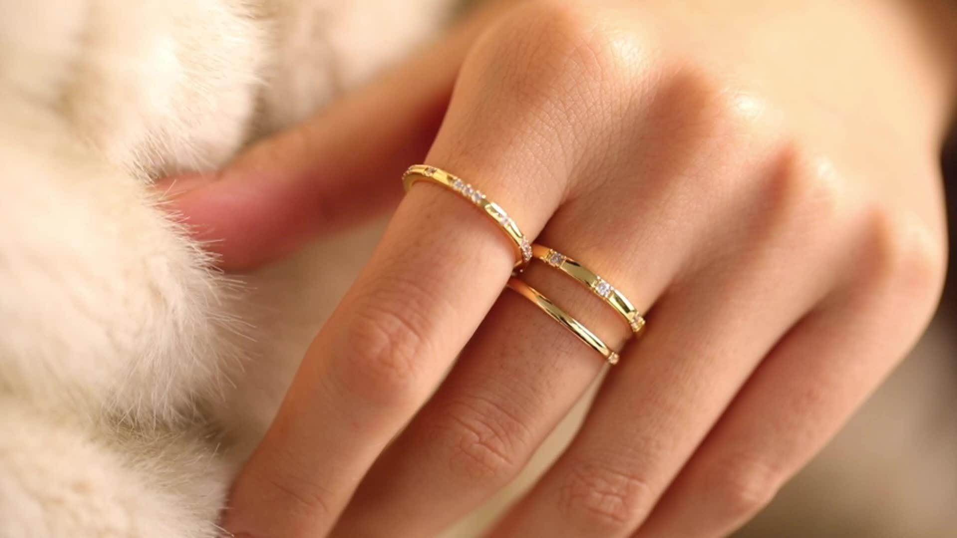 Set of 5 Women's Gold Rings, Non-Tarnish, With Stones, Many Sizes