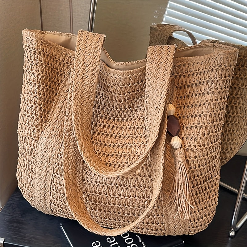 Perfect Lily Women's Tote Bag - Summer Tassel Woven Fashion
