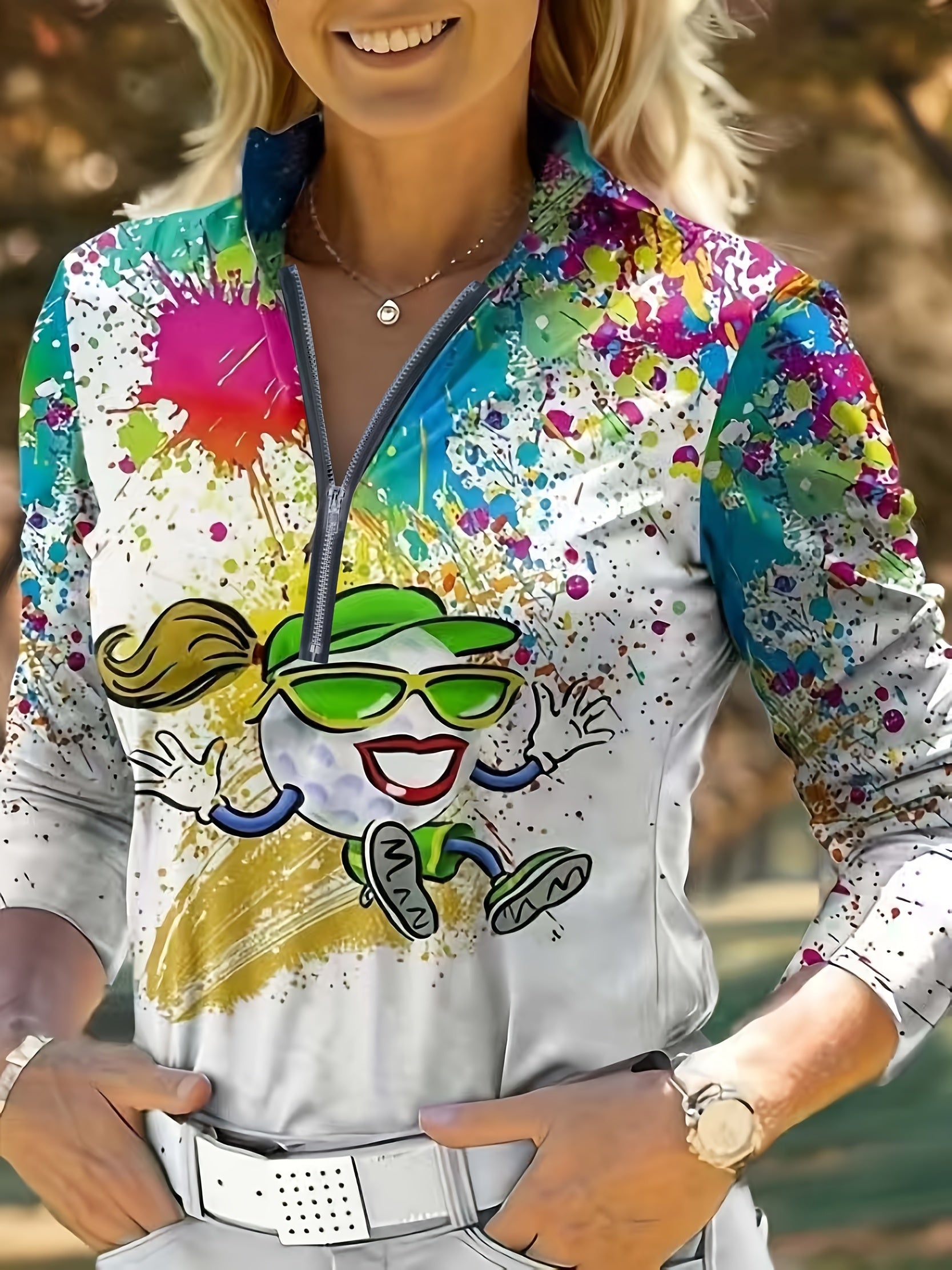 Splash of Color - Stylish Long Sleeve Women's Sports Shirt