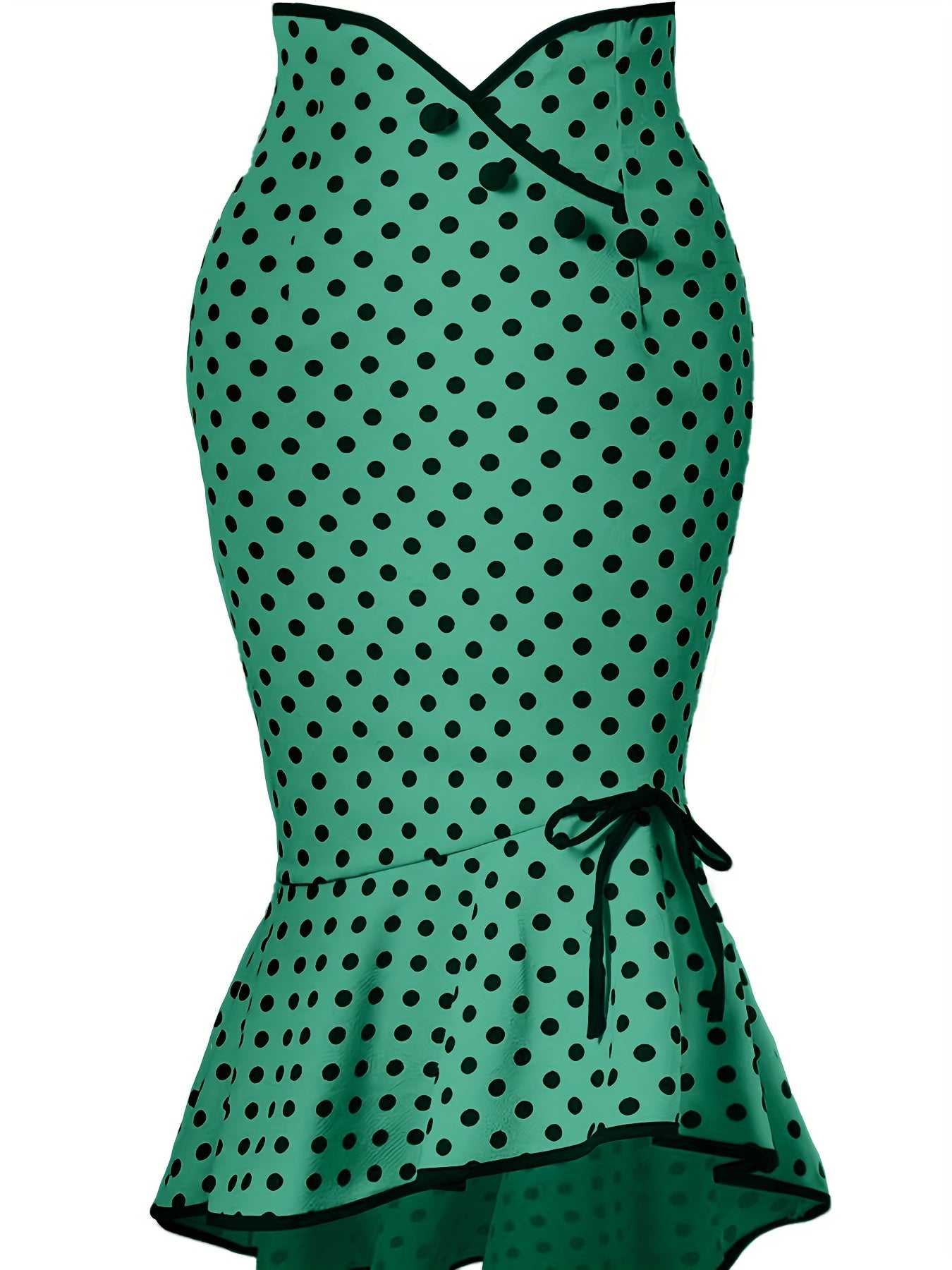 Polka Dot Bodycon Button Lace Up Skirts, Sexy Mature Fishtail Party Skirts, Women's Clothing - Daisan Mart