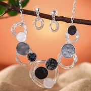 Meicem Geometric Silver Jewelry Set: Necklace &amp; Earrings